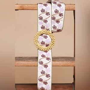 Belt 9 Last 1! POL floral ivory purple belt